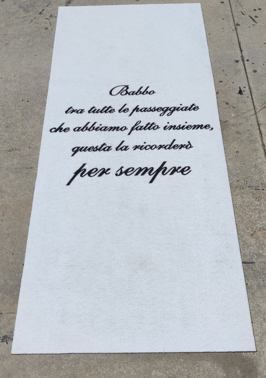 Tappeto in feltro Dedica Papà Matrimonio - Vanità Zerbini