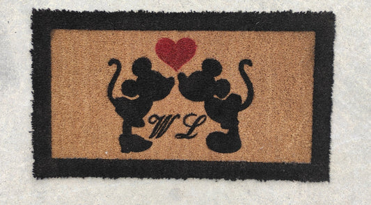 Zerbino con iniziali tappeto pulisci piedi "Topolini" - Vanità Zerbini