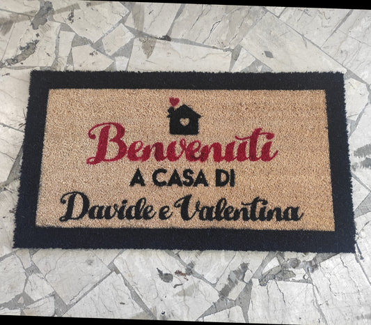 Zerbino in cocco naturale Benvenuti a casa casetta - Vanità Zerbini