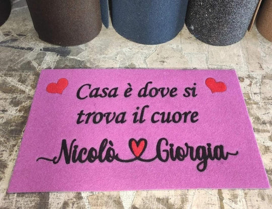 Zerbino in sintetico lavabile Casa è dove si trova il cuore - Vanità Zerbini