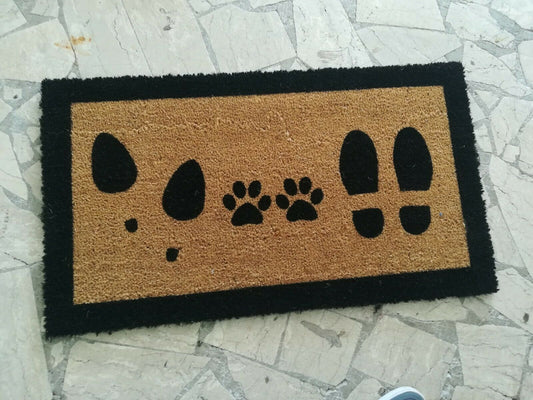 Zerbino ingresso Tappeto stuoia in cocco "impronte orme zampa" - Vanità Zerbini